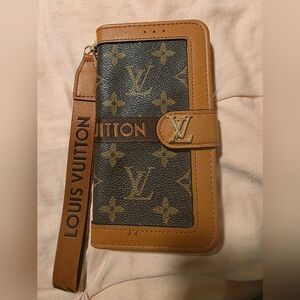 LV Monogram Phone Case with Brown Trim